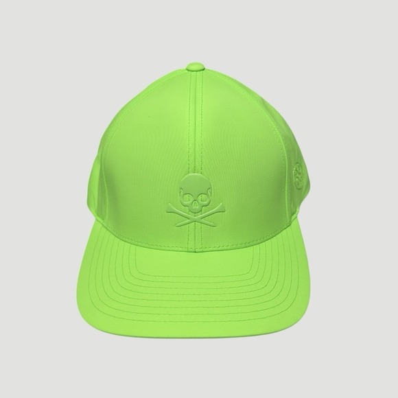 G/Fore Performance Golf Hat Neon Green Hi Vis Adjustable Snapback Skull & Tees - Picture 2 of 7